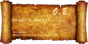 Orsós Berill névjegykártya